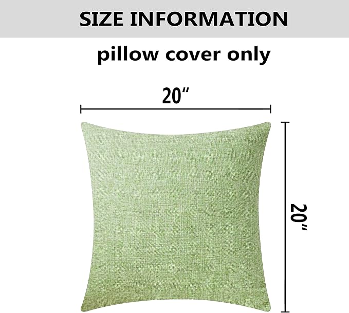 Home Brilliant Sage Green Pillow Covers Decor Textured Linen Throw Pillow Covers for Bed Couch Decor, 20x20 inch(50x50cm), Grass Green