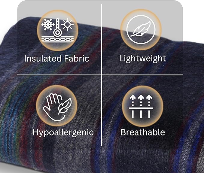 Alpaca Wool Throw Blanket | Warm, Ultra-Soft, 85" x 65" | Breathable, Non-Itchy Blanket-Throw | Hypoallergenic and Beautiful Fabric (Dark Blue)