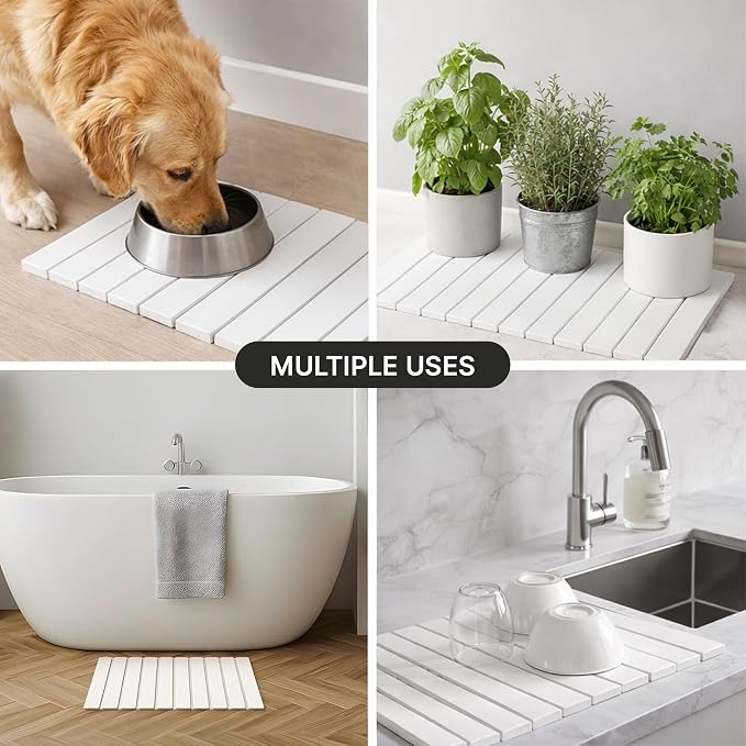 Stone Dish Drying Mat for Kitchen Counter, Easy to Clean Fast Absorbing Collapsible Quick Dry & 24” 16”