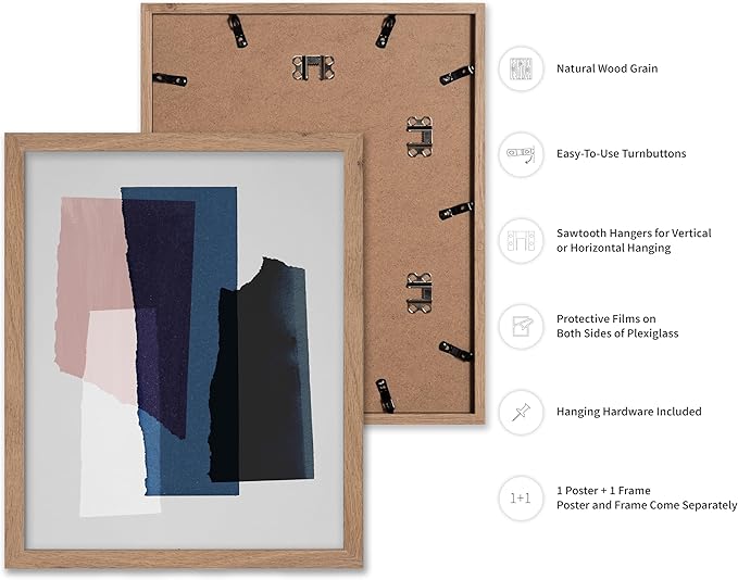 Monem Art Abstract Torn Paper Collage Print - Minimalist Modern Art Poster - Wall Decor for Living Room, Bedroom or Office - 12x16 Beige Framed Wall Art by Mareike Bohmer