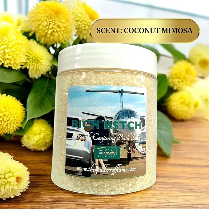 Rich B$tch Bath Salts – Dead Sea Salt Bath Soak for Confidence, Abundance, Self Care & Ritual Use 12oz