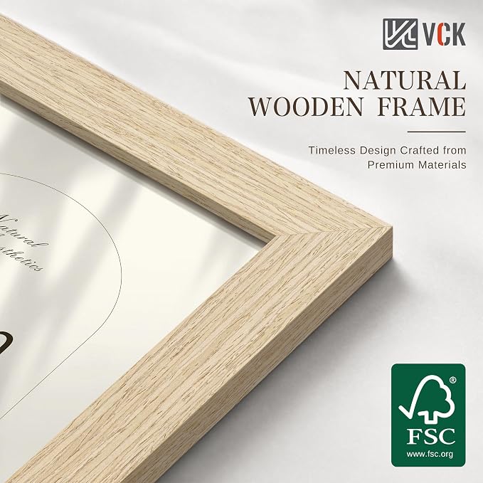 VCK 13x19 Picture Frame 3 Pack - Natural Oak Solid Wood Poster Frames, Textured Exclusive Wood Wall Gallery Frame