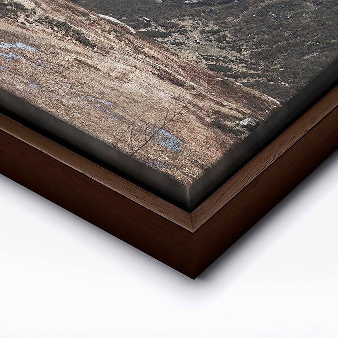 Monem Art Scandinavian Mountain Cabin Landscape Photography Print - Nordic Nature Scenic Art Poster - Wall Decor for Living Room, Bedroom or Office - 24x32 Brown Framed CANVAS by Mareike Bohmer