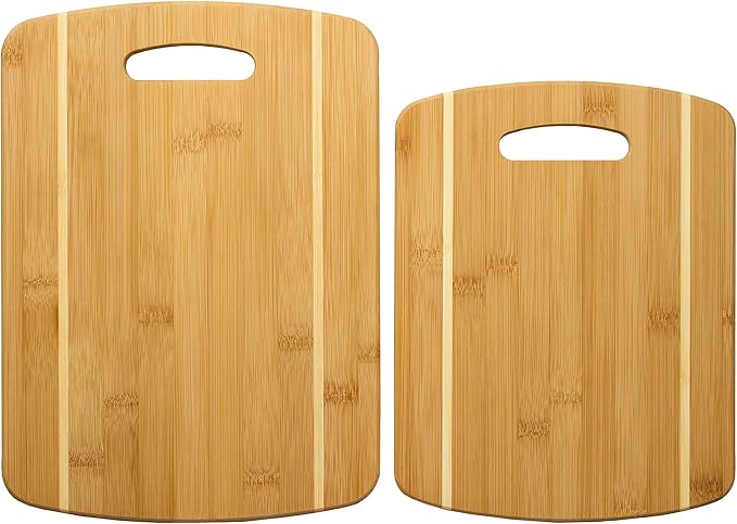 Totally Bamboo 2-Piece Cutting Board Set; 2 Assorted Sizes of Bamboo Wood Cutting Boards for Kitchen