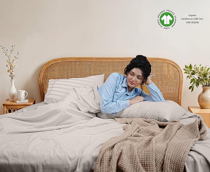 RUVANTI Flannel Sheets Full Size - GOTS Certified 100% Organic Cotton, 4 Piece Warm, Soft & Breathable Set, Deep Pocket Snug Fit, Double Brushed Cozy All Season Bedding, Natural