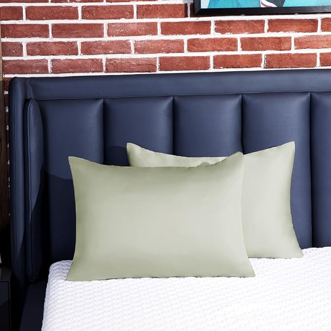100% Mulberry Silk Pillowcase for Hair and Skin,with Hidden Zipper,Both Sides 19 Momme 600 Thread Count Natural Silk Pillow Cover,Soft Breathable Smooth (Sage, King 20''x36'')