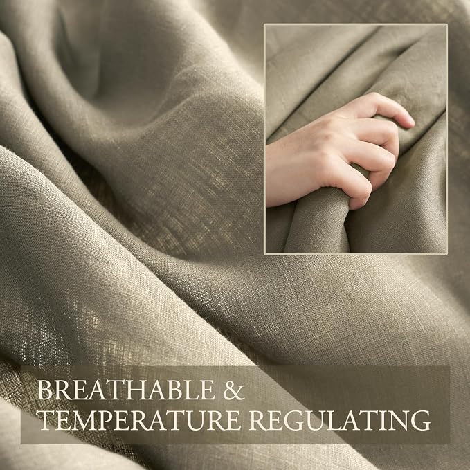 DAPU 100% Linen Duvet Cover Set - Pure Natural French Flax Linen with Corner Ties and Zipper Closure Soft Breathable Durable for Hot Sleepers 1 Duvet Cover 2 Pillowcases (Forest Green, King)