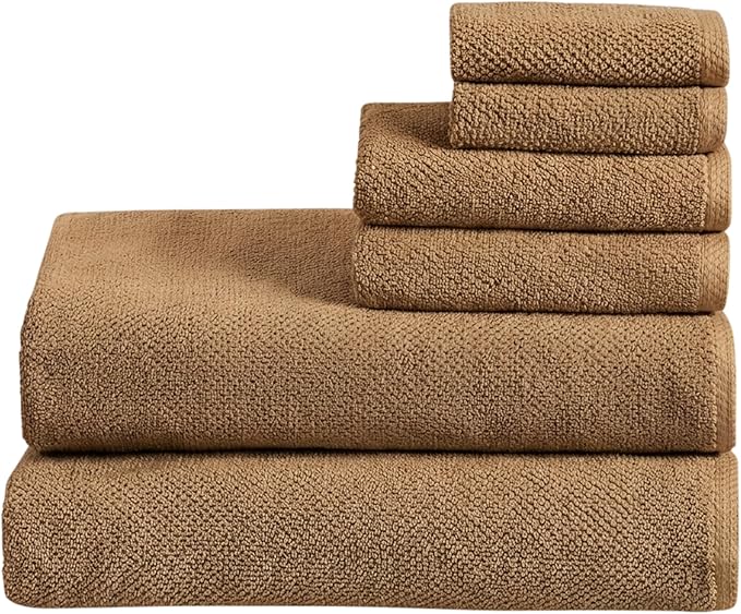 Great Bay Home 100% Cotton 6 Piece Bath Sheet Set - Absorbent, Quick-Drying, Durable Bath Towels for Bathroom Decor - Low-Twist, Two-Ply Fibers (Mocha)