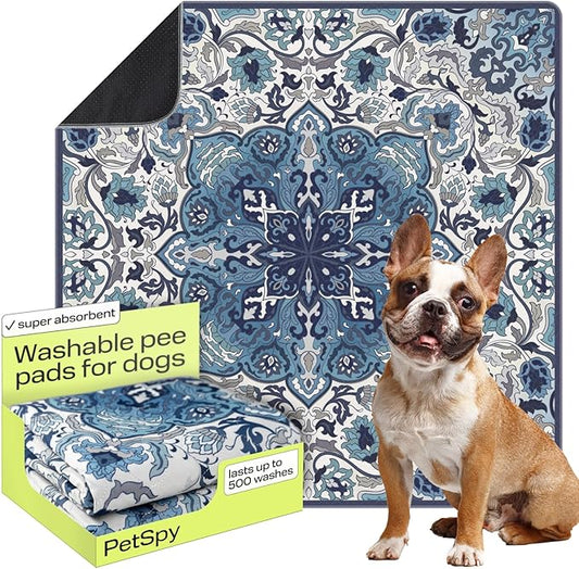 PetSpy Washable Pee Pads for Dogs 1-pack (72x72) - Waterproof Reusable Puppy Pads No-slip Surface - Stylish Dog Potty Training Pads Protect Against Leakage Small Medium Large Dogs, Ornament