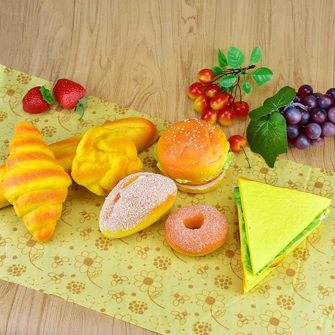 ERKOON Beeswax Food Wraps 1 Meter Roll 13 x 39 Inch Reusable Beeswax Wraps Eco-Friendly Sustainable Food Storage Wraps for Sandwich, Cheese, Fruit, Bread, Snacks (Flower Pattern)