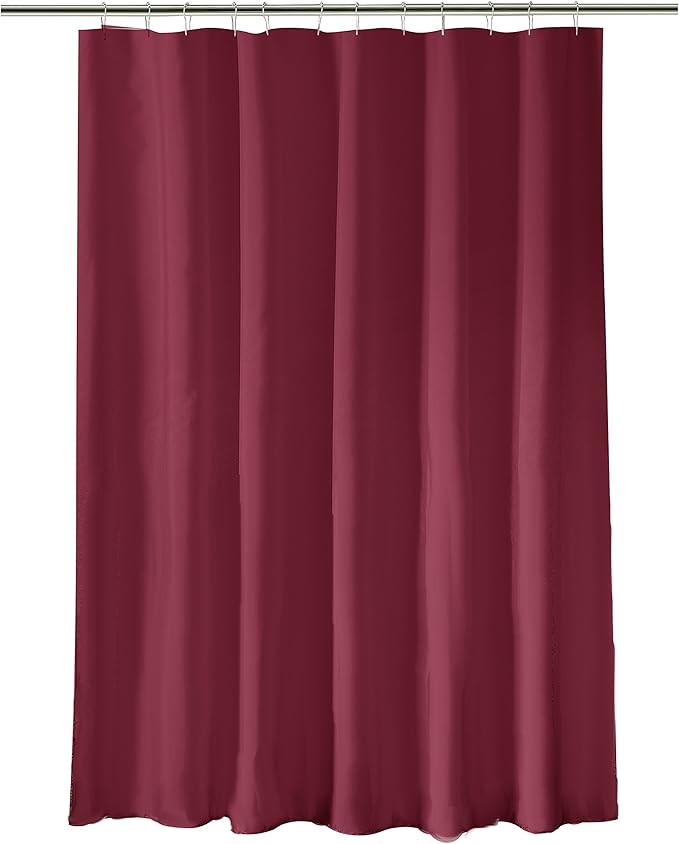 Bath Bliss Heavy Shower Curtain Liner, 12 Rust Resistant Metal Grommets, 3 Weighted Magnet Hem, Burgundy