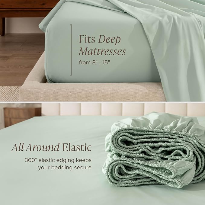 Bare Home 100% Organic Cotton King Sheet Set - Crisp Percale Weave - Lightweight & Breathable - Bedding Sheets & Pillowcases (King, Willow)