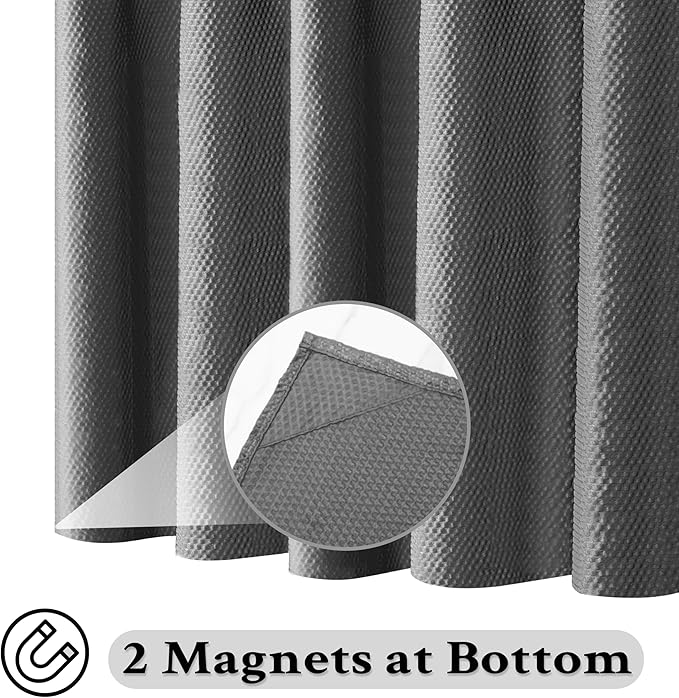 Tititex Solid Grey Cloth Fabric Shower Curtain Liner with 2 Magnets - Texture Soft Hotel Quality Waterproof Shower Liner, Light-Weight & Machine Washable 36x72 inch