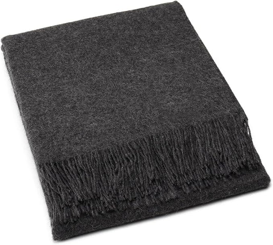 Superfine Alpaca Wool Throw Blanket - Lightweight Alpaca Merino Wool Throw Blankets | Soft Peruvian Alpaca Blanket Wool Blanket Solid Color 62" x 54" (Iron Gray)