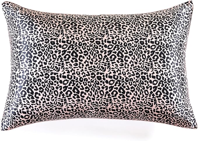THXSILK Natural Silk Pillowcase for Hair and Skin with Hidden Zipper, Grade 6A+ Mulberry Silk Pillow Case, Organic Silk Pillowcase Standard Size 20x26 inches, 1PC, Leopard Print