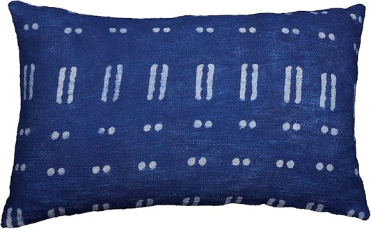 Trade Star Handloomed Authentic Large Bed Pillowcase Throw Cushion Cover 100% Cotton Lumbar Pillow Cover Decorative Spring Farmhouse Indian Couch Pillow for Room Decor (Indigo Blossom 14X22 INCHES)