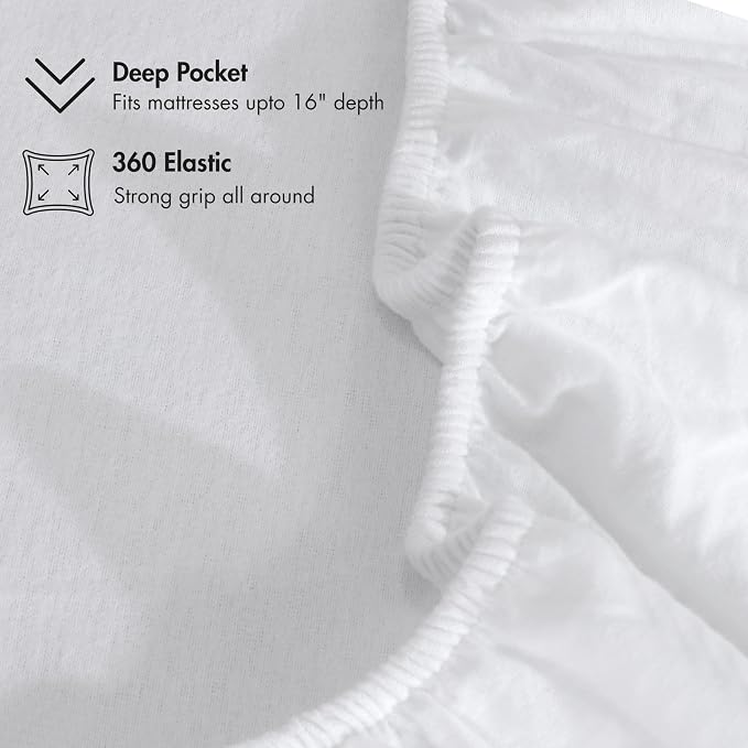 RUVANTI Flannel Sheets Queen Size - GOTS Certified 100% Organic Cotton, 4 Piece Warm, Soft & Breathable Set, Deep Pocket Snug Fit, Double Brushed Cozy All Season Bedding, Pure White