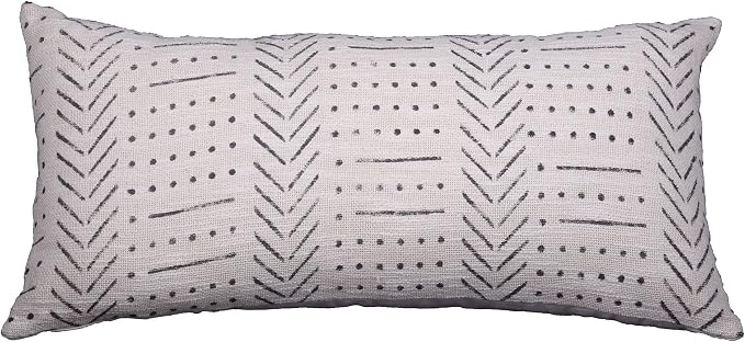 Trade Star Handloomed Throw Pillow Cover Decorative Cushion Case Mudcloth Cushion Cover for Home Decor Beautiful Modern Farmhouse Sofa Decor Pillow Case Indian (Ivory Snow 12X24 INCHES)