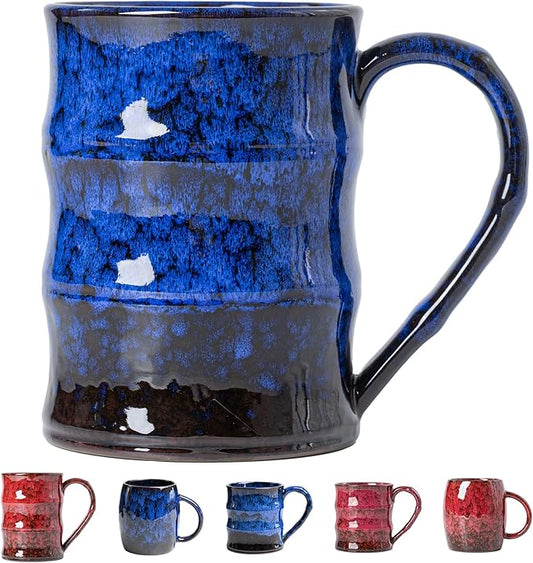 22oz Blue Kiln-Change Ceramic Coffee Mug with Ergonomic Handle, 1340℃ High-Fire Large Mug - Lead-Free, Microwave Safe, Great Gift for Valentine’s/Mother’s Day