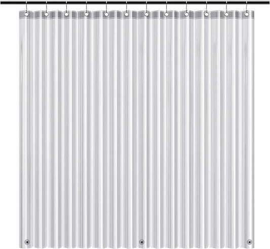 EHZNZIE Clear Black Shower Curtain Liner 72x72, PEVA Waterproof Bath Curtain, No Chemical Smell, 3 Weighted Magnets, Durable with Rustproof Metal Grommets