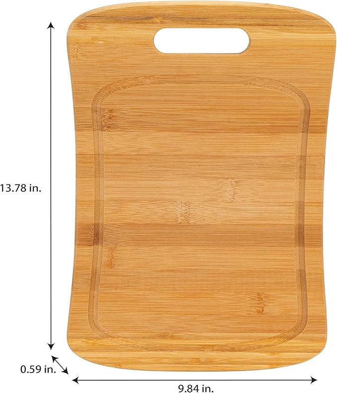Kitchen Details Large Curved Bamboo Cutting Board, Dual Sided, Ultra Thick Cut Resistant