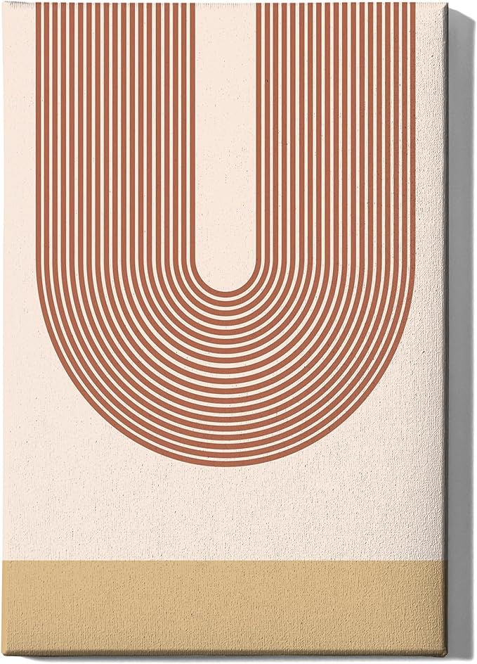 Y2K BOO Continuous Line Face Wrapped Canvas Wall Art Abstract Portrait Organic Shapes Earth Tones Terracotta 24x36 Inch Gallery Stretched Modern Home Wall Art