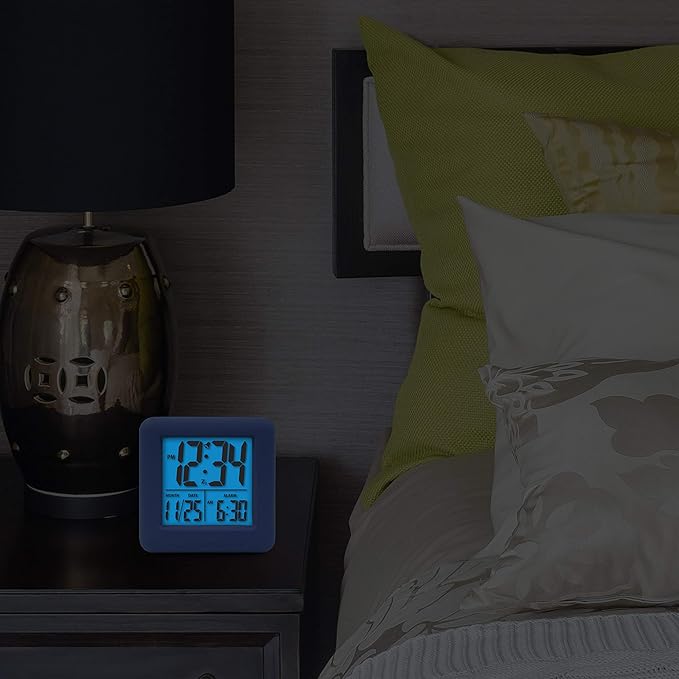Equity 70913 Digital Blue Silicone Cube Alarm Clock with On-Demand Backlight
