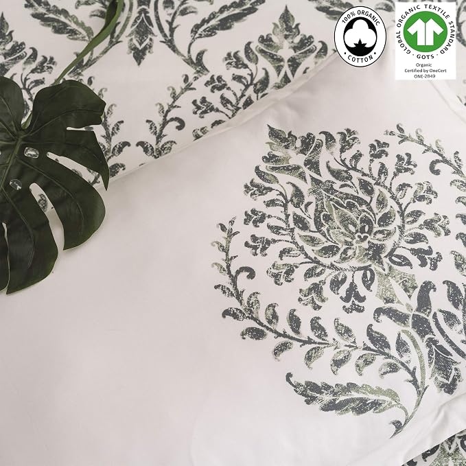 A1HC Trellis Reversible Print Organic Cotton Pillowcase (Set of 2) | GOTS Certified Organic Cotton Pillowcase |Wrinkle Resistant| Long Staple Cotton| 21" x 30"