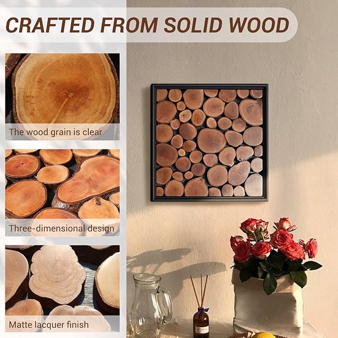 DQQWood 3D Handmade Artistic nature colored Iychee wood moasic Decorative painting. Housewarming gift decorative painting.Home Decor, Living Room Wall Painting.12.99" x 12.99"