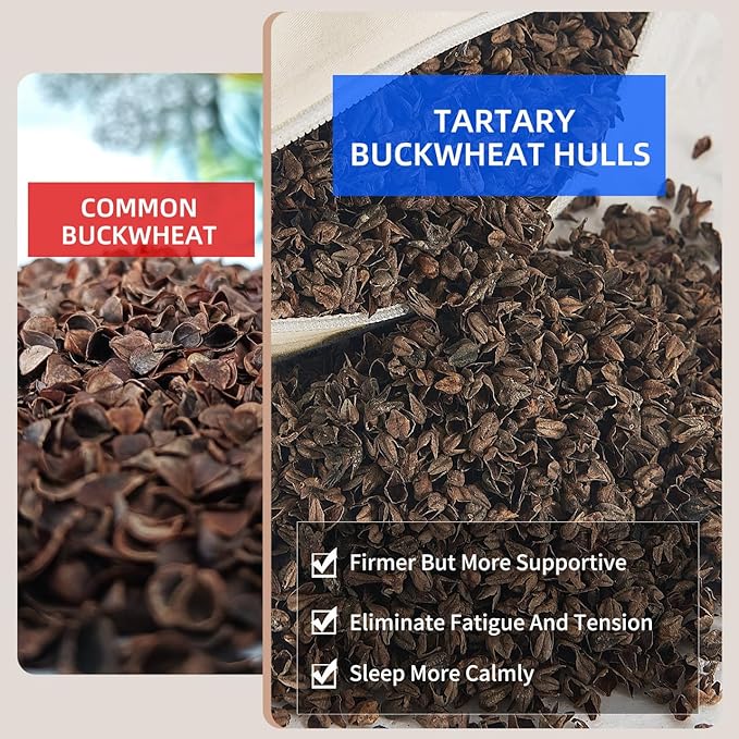 Organic Buckwheat Pillow for Sleeping with Organic Cotton Pillowcase - Kids/Travel Size 11''x16'' Adjustable Firm Pillow, Cervical Support for Back and Side Sleepers(Tartary Buckwheat Hulls)