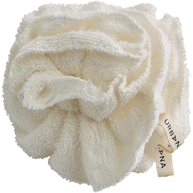 Urbana Spa Prive Bamboo Pouf, Natural & Reusable Creates Rich Lather Gentle Exfoliation