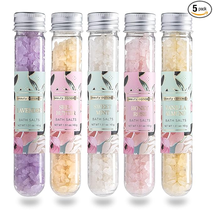 B.C. Beauty Concepts Aromatherapy Bath Salts- Epsom Salts for Soaking, Relaxing Bath Spa Set, Scented in Vanilla Almond, Shea Butter, Sweet Mint, Honey Rose, and Lavender, Sage Floral