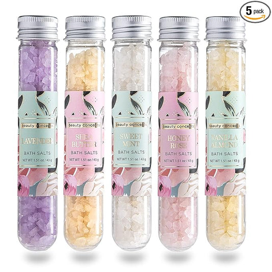 B.C. Beauty Concepts Aromatherapy Bath Salts- Epsom Salts for Soaking, Relaxing Bath Spa Set, Scented in Vanilla Almond, Shea Butter, Sweet Mint, Honey Rose, and Lavender, Sage Floral