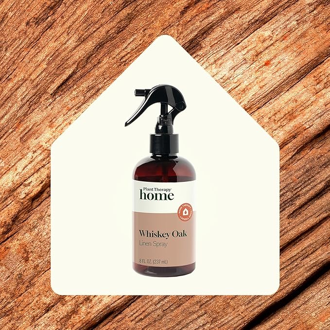Plant Therapy Home Whiskey Oak Linen Spray, Exotic & Rich Woody Aroma with Hints of Vanilla, Evokes a Sense of Cozy Elegance, Perfect Scent to Cuddle up With, Natural Fragrance 8 oz