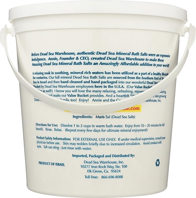 Dead Sea Warehouse-Amazing Minerals Dead Sea Bath Salts,100% Full Mineral Therapeutic Bath Salts, Detoxifying & Moisturizing, Exfoliating for Dry Skin, Unscented(5 lbs)