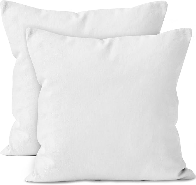 Encasa XO Throw Pillow Covers 26x26 in Set of 2 White | No Inserts | Cotton Pillow Covers for Living Room, Bed, Sofa, Couch | Decorative Cushion Covers with Improved Zipper