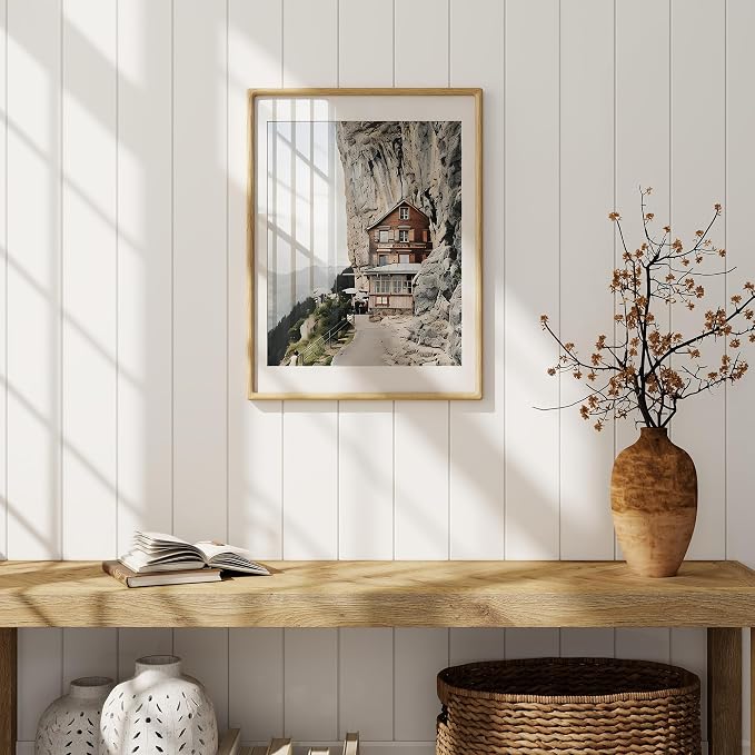 18x24 Picture Frame, USA-Sourced Oak Wood Frame 18x24, Large Poster Frame with High Tempered Glass, 18 x 24 Picture Frame Matted to 16x20 Photo for Art & Poster Display, 1 Pack