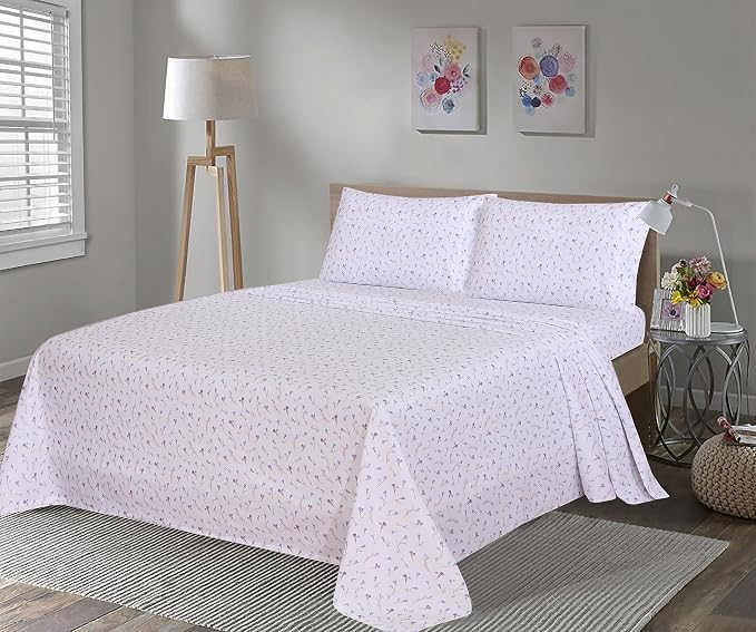 RUVANTI Flannel Sheets King Size - 100% Cotton Double Brushed King Size Sheets Set - Deep Pockets 16 Inches Bed Sheets - All Seasons Breathable & Extra Soft - Warm & Cozy, 4 Piece, Navlight