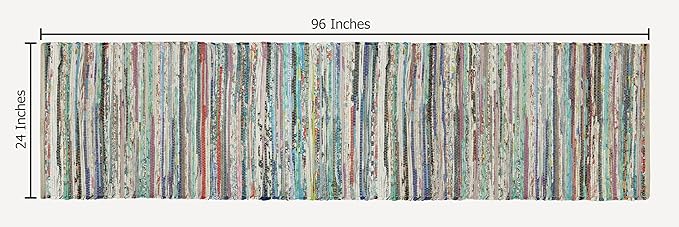 COTTON CRAFT Cotton Chindi Floor Runner Rag Rug - 24 x 96 inches Reversible Handwoven Hallway Runner - Boho Farmhouse Rustic Heavy 7.3 lb Rug for Kitchen, Entryway, Long Narrow Spaces - Multicolor
