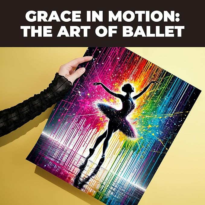 InkFlow Posters Art Ballerina Poster - Dancing Under The Rain Print - Abstract Art - Silhouette Art - Graffiti Print - Great Bedroom or Living Room Decor - 11x14 Unframed Canvas Print