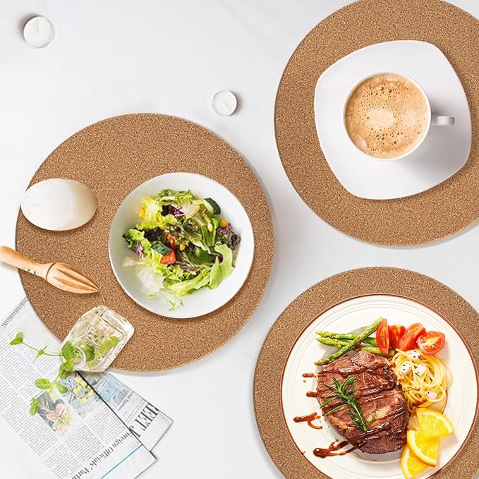 4 Pack Cork Trivets for Hot Dishes, 9.5" High-Density Thick Cork Trivets for Hot Pots and Pans, Heat Resistant Cork Hot Pads for Kitchen, Multifunctional Cork Coasters for Countertop Wooden Table