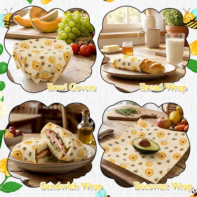 Beeswax Wraps for Food Roll (13x40 inch) Reusable Beeswax Paper | Cut-to-Size for Bread, Cheese, Kitchen Storage, Washable Plastic Free