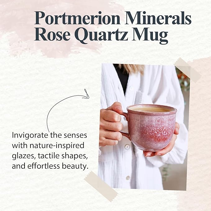 Portmeirion Minerals 12 oz Rose Quartz Mug – Durable Stoneware Coffee Cup with Reactive Glaze Finish, Stylish Ceramic Mug, Gift for Mom on Mother’s Day, Cozy Brunch Mornings & Café Style Home Use