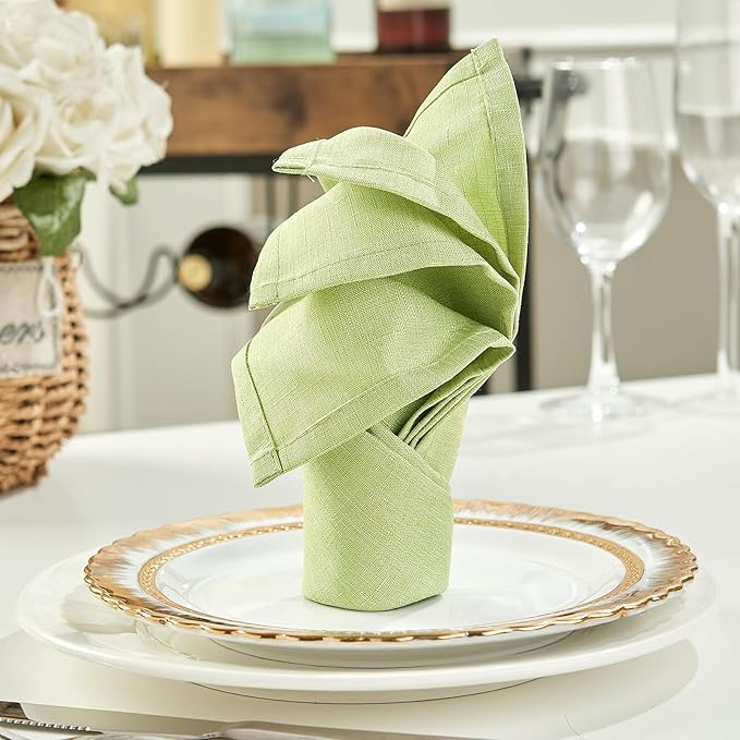 Mebakuk Cloth Napkins Set of 12, Premium 17 x 17 Inch Solid Washable Linen Style Napkins, Soft Table Napkin for Wedding Party Restaurant Dinner Parties