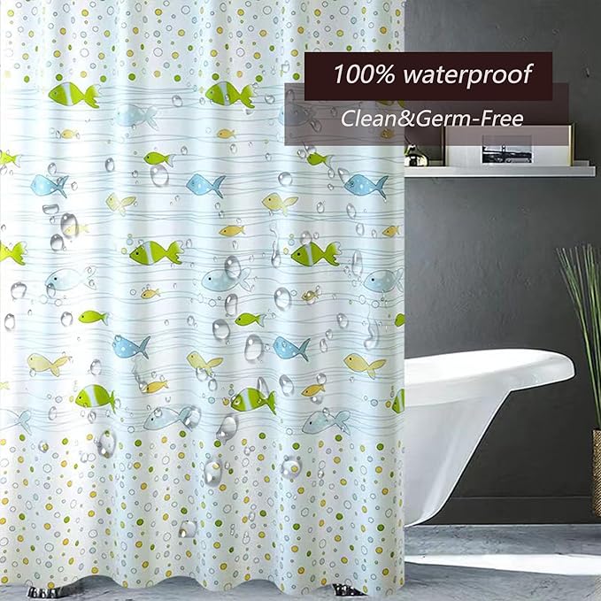 TIKABC Shower Curtain Liner, 4G PEVA Square Shower Liner, Plastic Waterproof Shower Curtains, 72x72 inch with Grommet Holes 3 Magnetic Weights