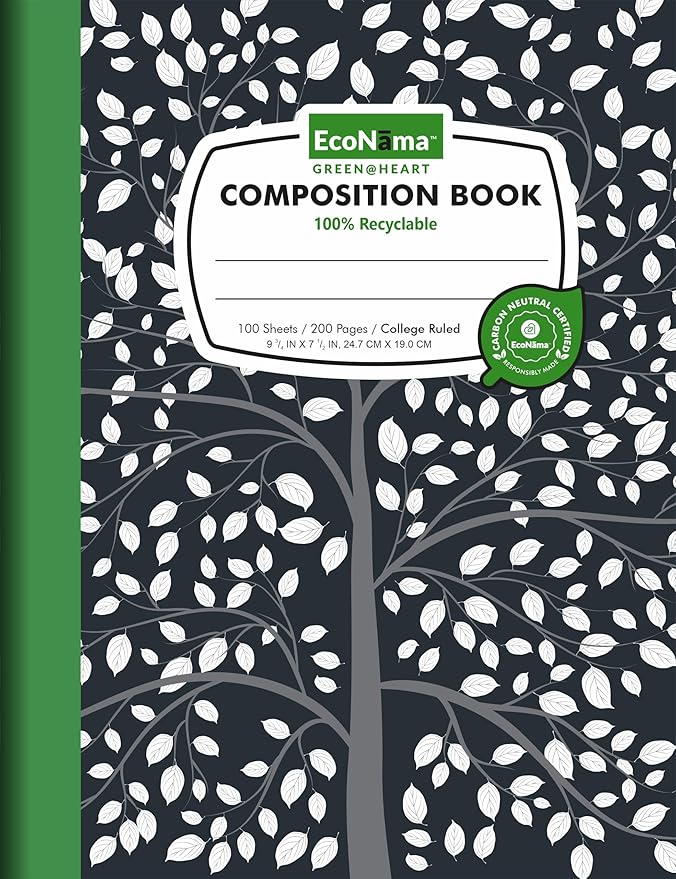 Composition Notebooks Pack of 48 College Ruled 200 Pages (100 Sheets) 9.75"x7.5" Black Marble Carbon Neutral Recyclable Paper Eco-Friendly School & Office Supplies For Students and Professionals