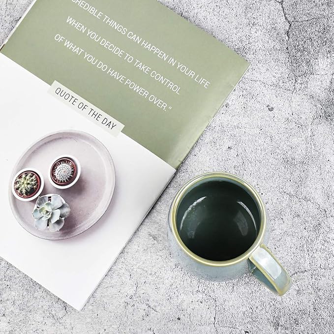 Bosmarlin Matte Ceramic Coffee Mug, Tea Cup for Office and Home, 13 oz, Dishwasher and Microwave Safe, 1 Pack (Sage Green(Glossy))