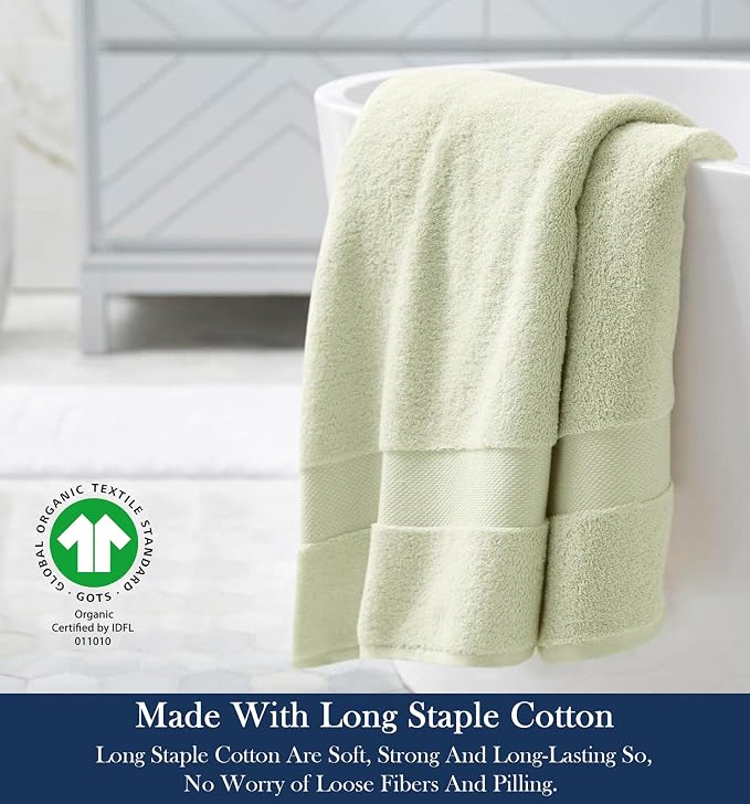 Organic Cotton Luxuriously Plush Bath Sheet | GOTS & Oeko-TEX Certified | Premium Hotel Quality Towels | Feather Touch Technology| 650 GSM Long Staple|Soft, Quick Dry & Ultra-Absorbent 36"x70"