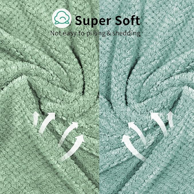 my novel things 2 Pack Extra Large Microfiber Hair Towel Wrap, 37.4" x 26.4" for Women, Super Absorbent & Quick Dry Hair Towel with Elastic Strap for Curly Hair Green Gift for Women Men Girls Friends
