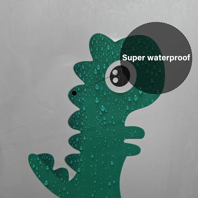 Plastic Shower Liner - Premium EVA 5G Shower Curtain Liner with Rustproof Grommets and 3 Weighted Magnets, Waterproof Shower Curtains for Bathroom (Cartoon Dino, 72" x 72")